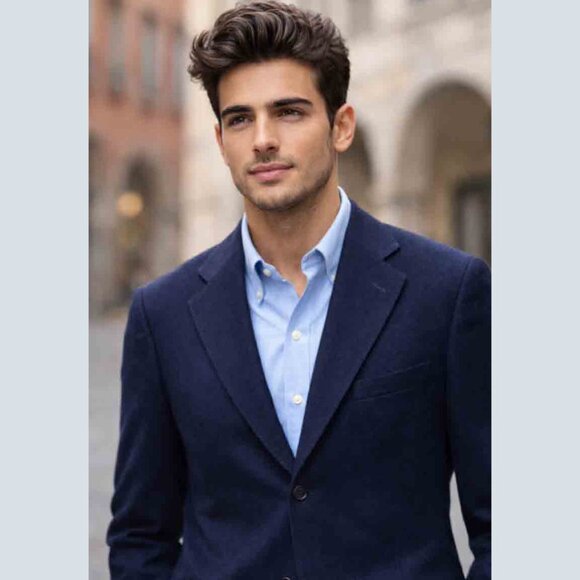 Paolo Vista Italy Cashmere Blazer Navy Blue 3 Button Men's Size 38S